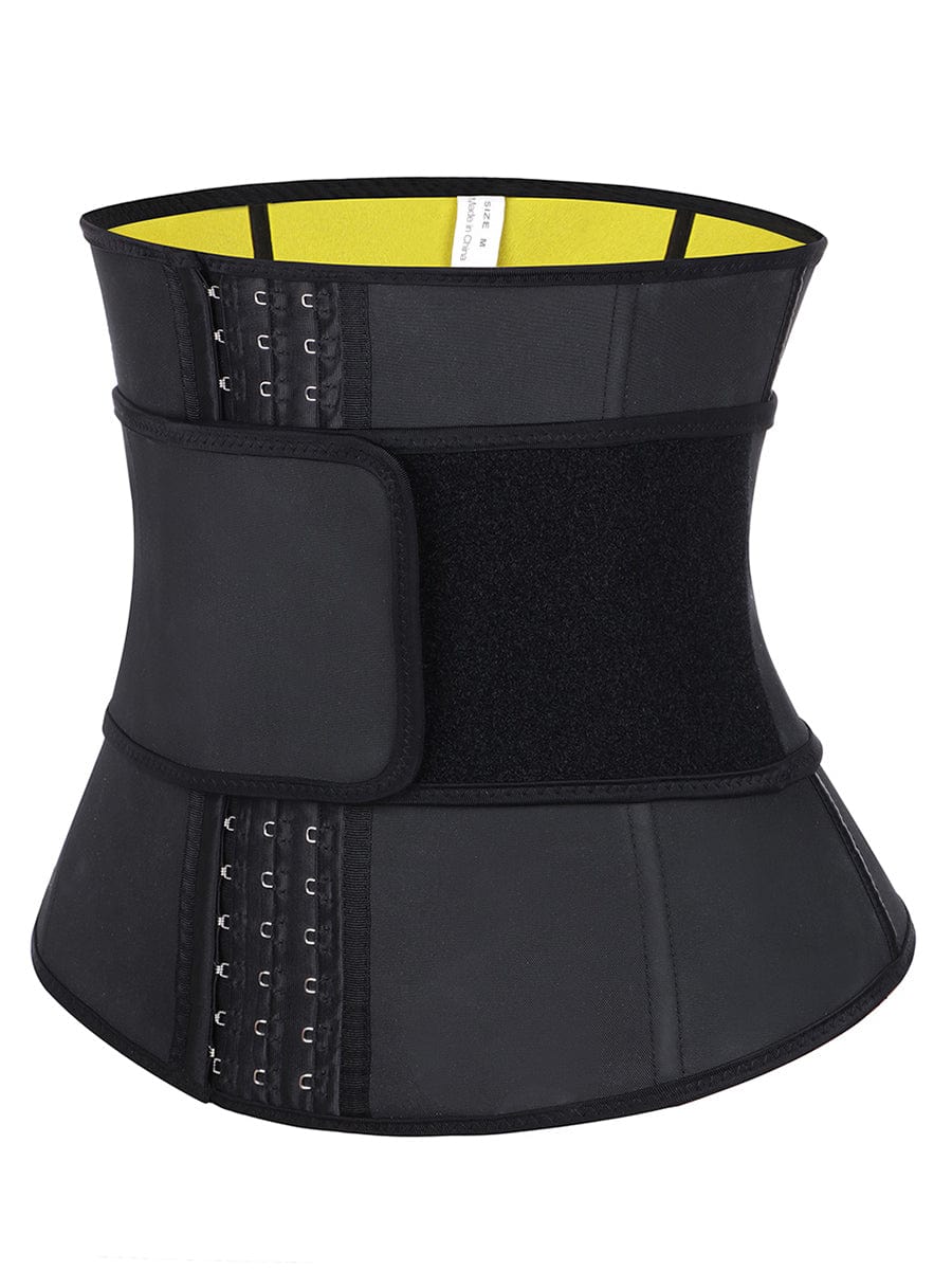 Sleek Black Neoprene Waist Cincher with Adjustable Hooks