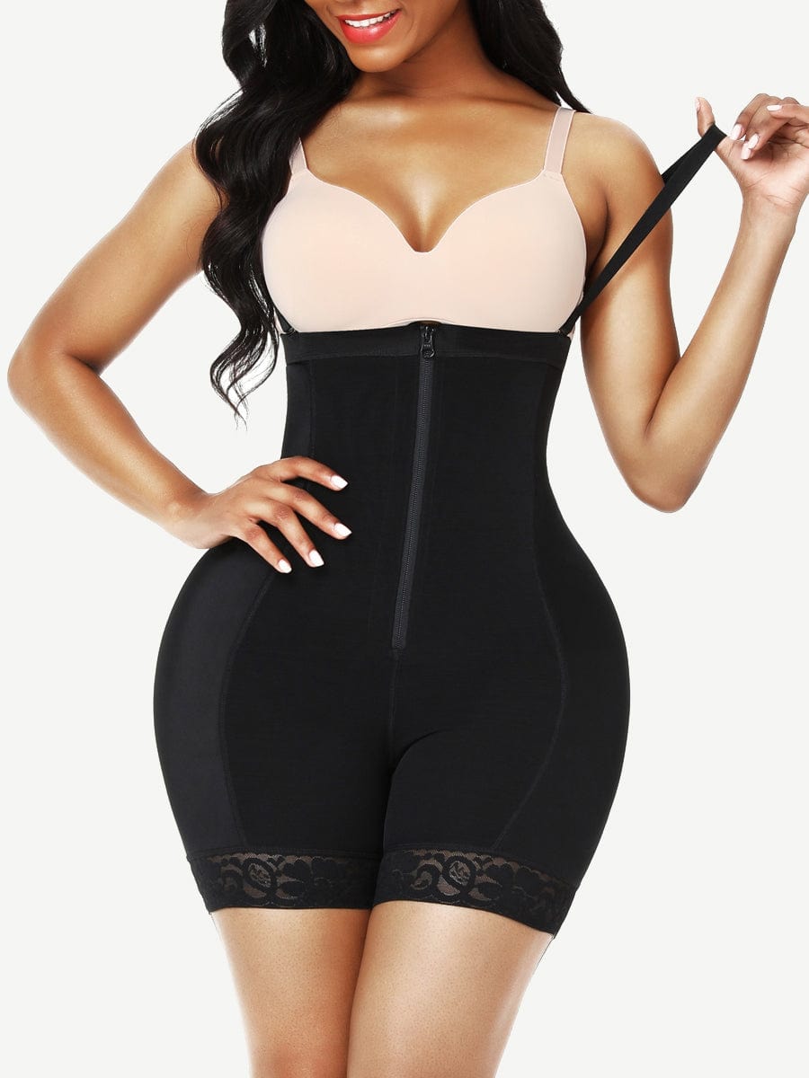High-Waist Lace Butt Lifter with Removable Pads & Firm Compression