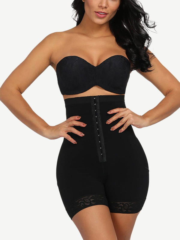 Queen Size High Waist Post-Surgical Slimming Shorts with Lace Details