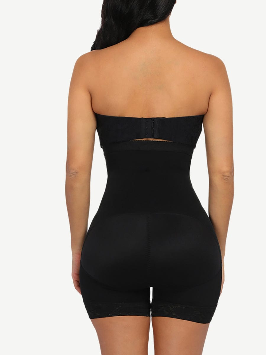 Queen Size High Waist Post-Surgical Slimming Shorts with Lace Details