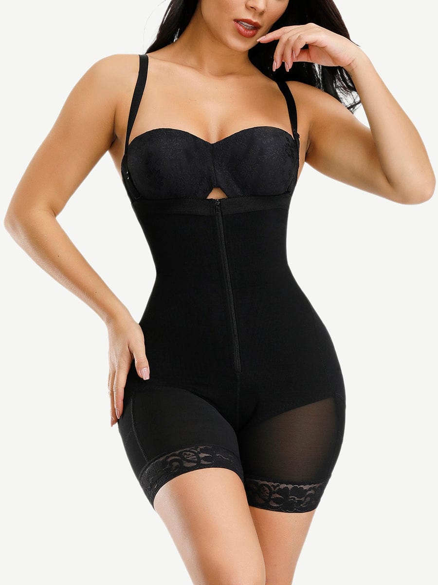 Detachable Straps Post-Op Full Body Shaper with Zipper Tummy Control