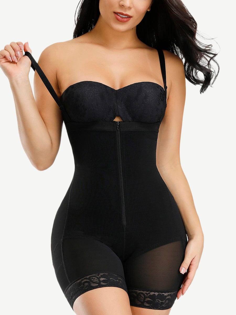 Detachable Straps Post-Op Full Body Shaper with Zipper Tummy Control