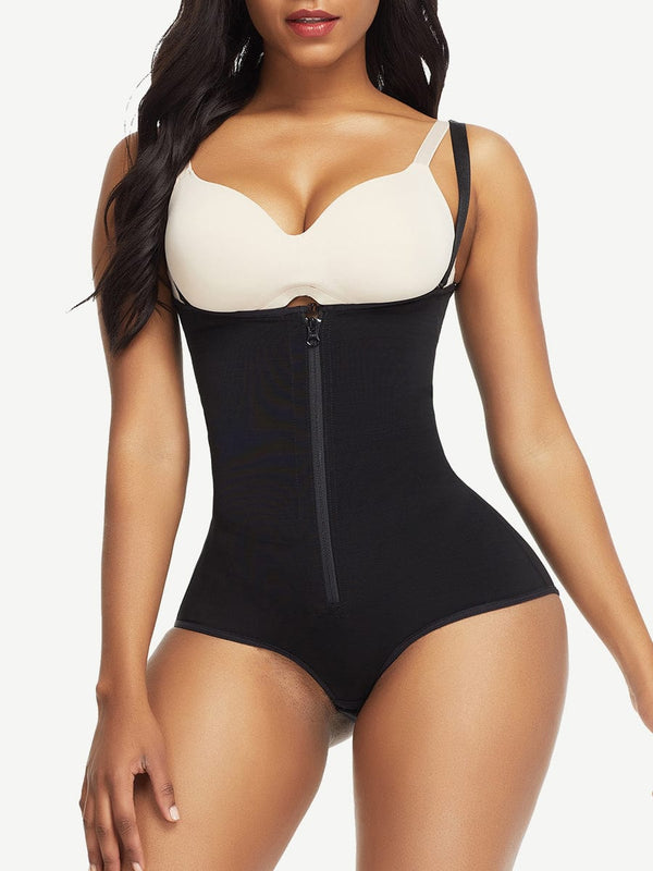 Sleek Black High Waist Body Shaper with Crotch Hooks