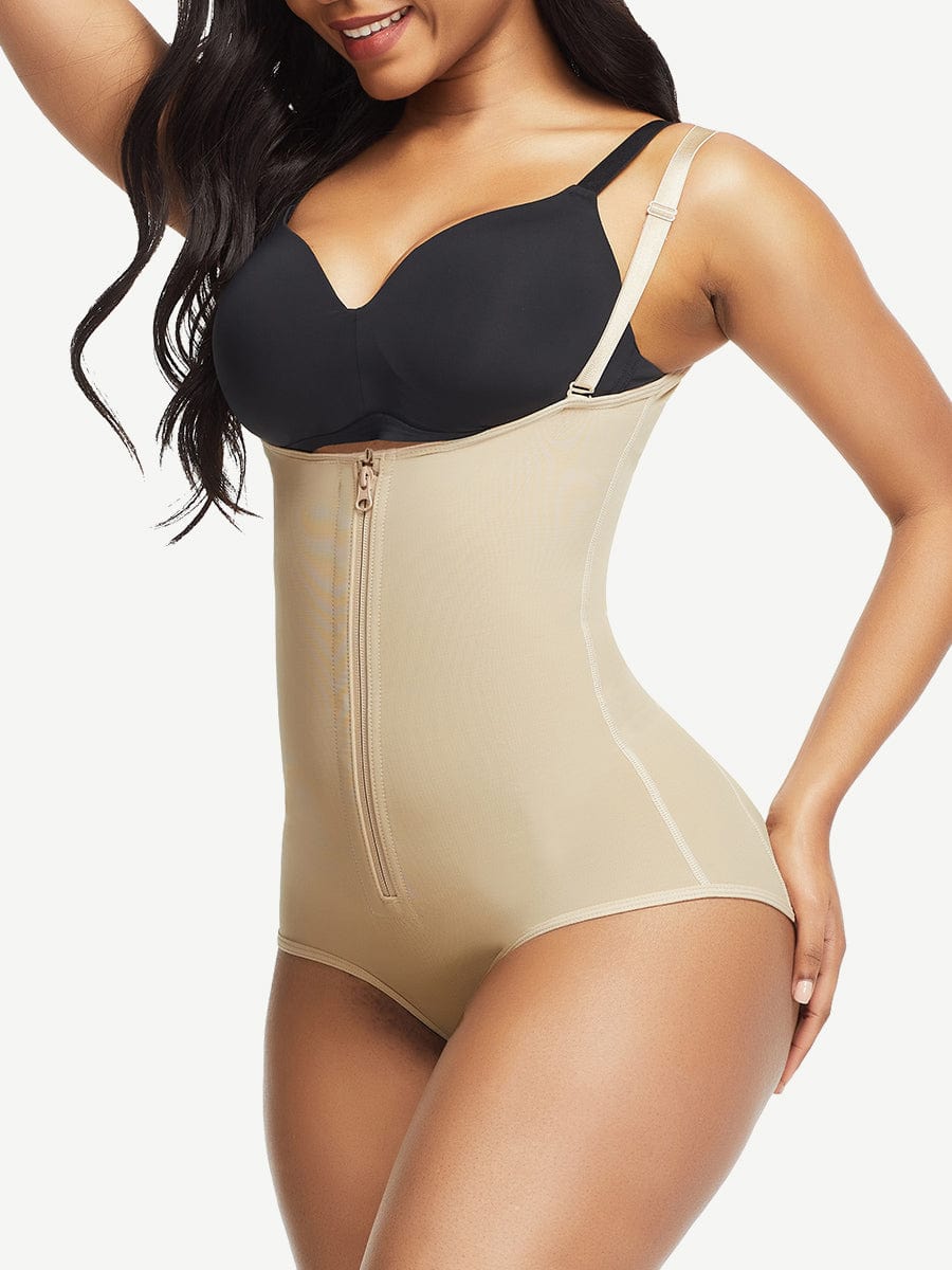 Sleek Black High Waist Body Shaper with Crotch Hooks