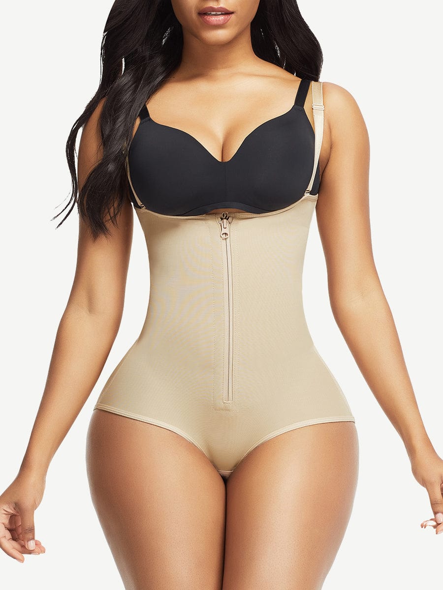 Sleek Black High Waist Body Shaper with Crotch Hooks