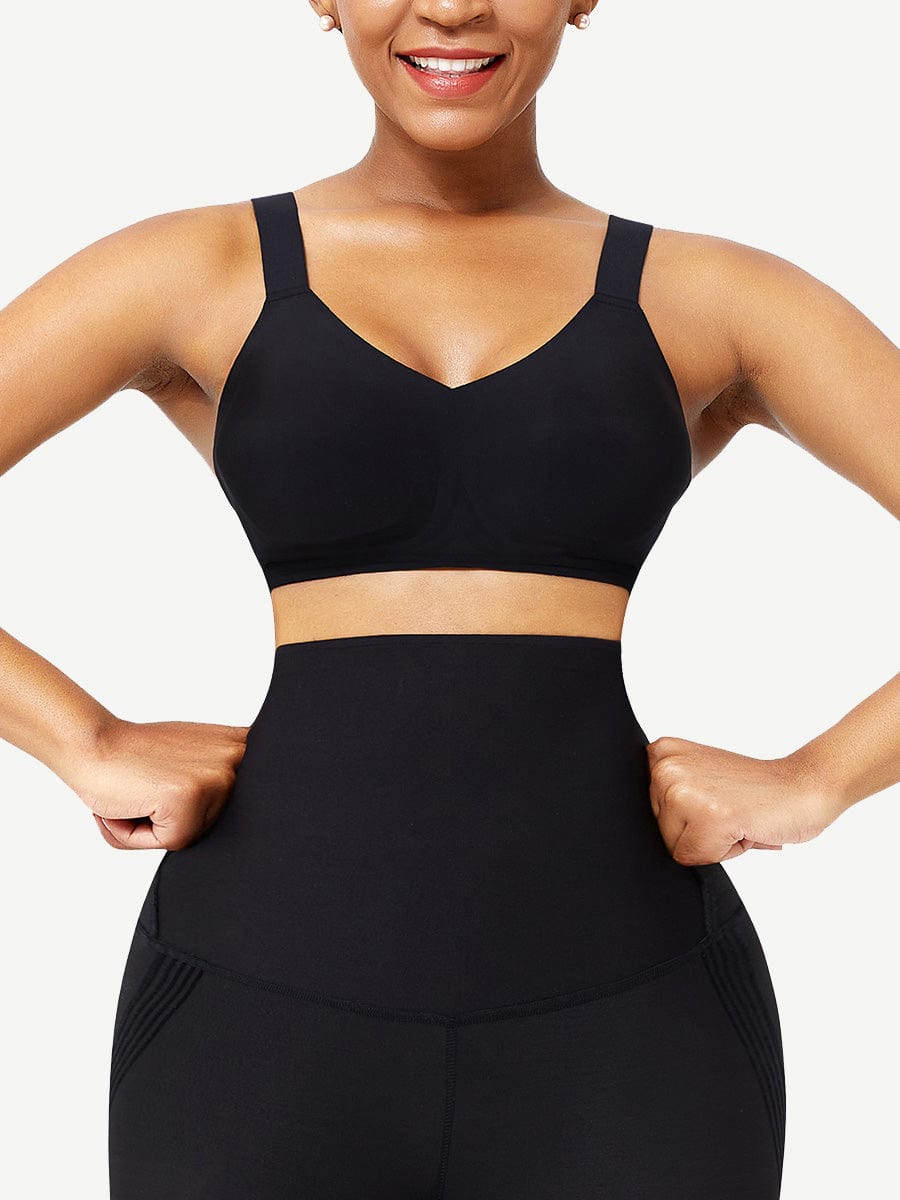 Black Seamless Shapewear Bra with Removable Pads
