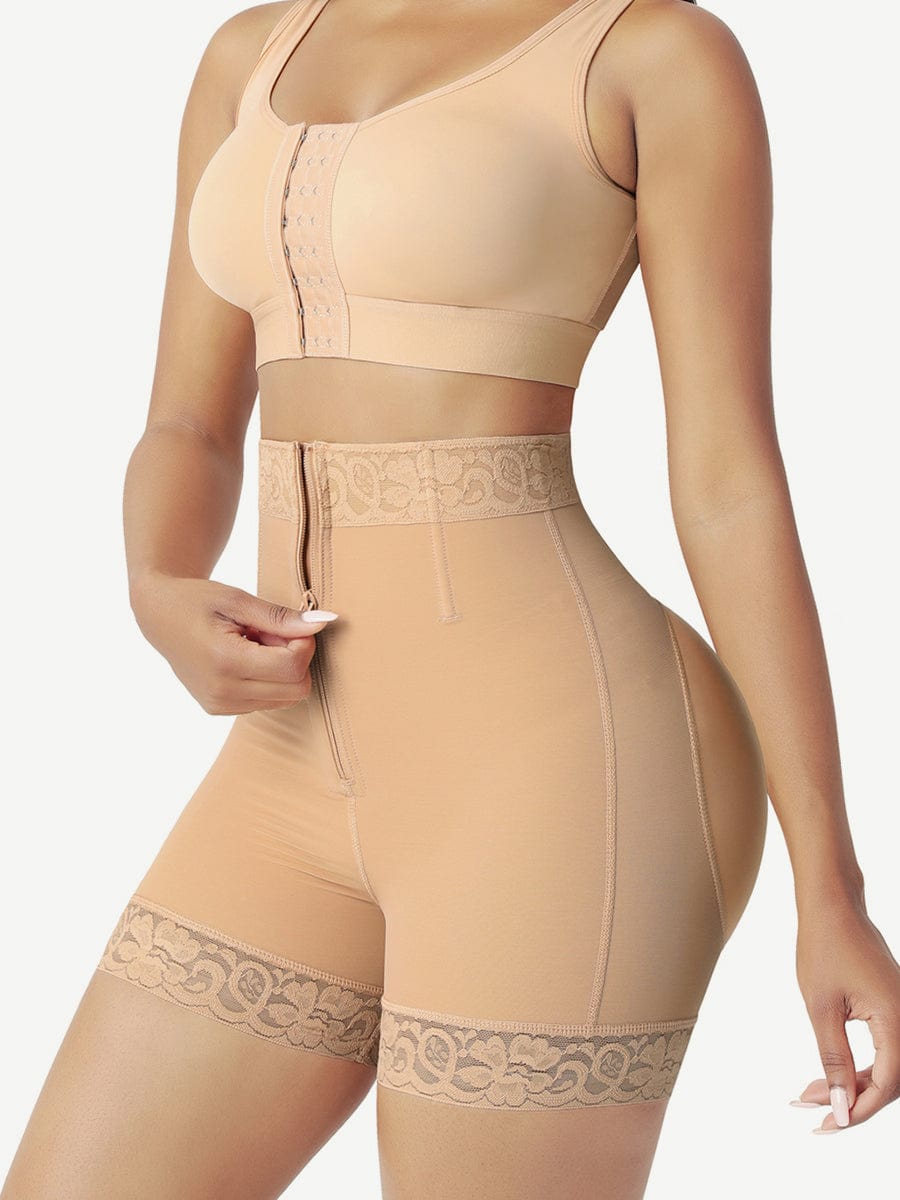 Front Zip High-Waist Butt Lifter Shorts - Curve Creator