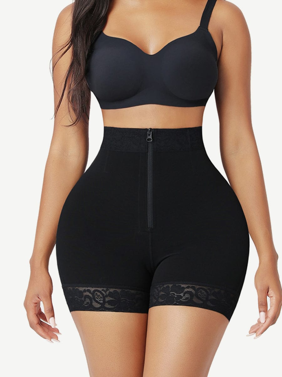 Front Zip High-Waist Butt Lifter Shorts - Curve Creator