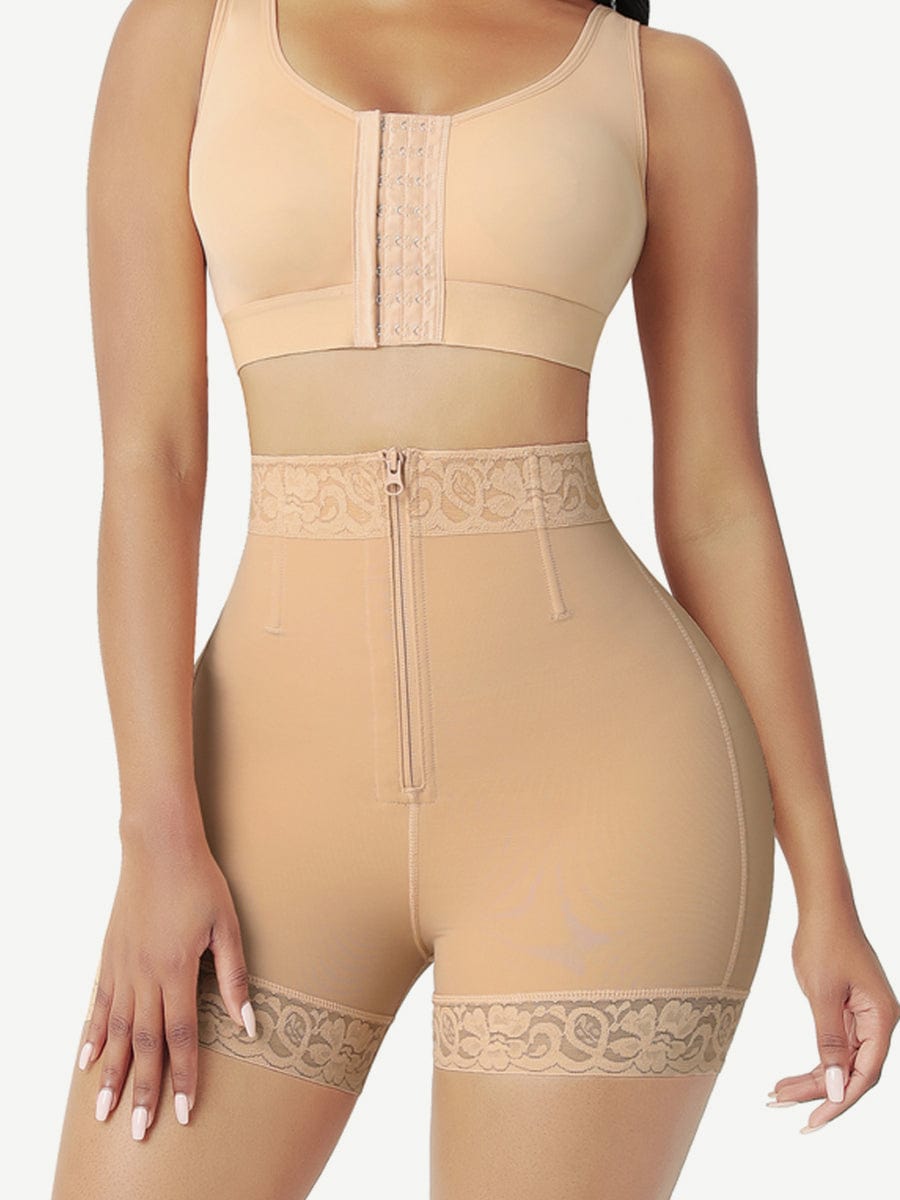 Front Zip High-Waist Butt Lifter Shorts - Curve Creator