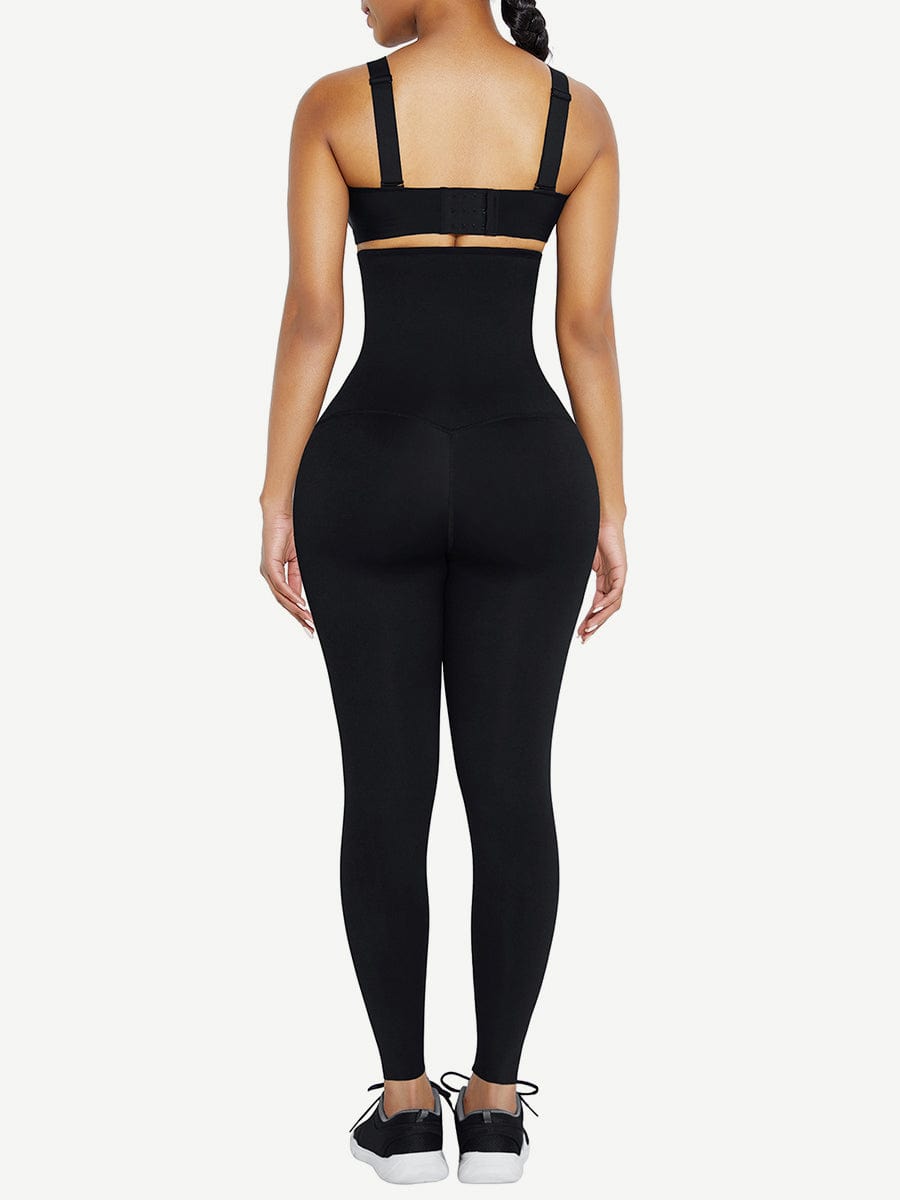 Sculpting Black Waist Trainer Leggings with Hourglass Zipper