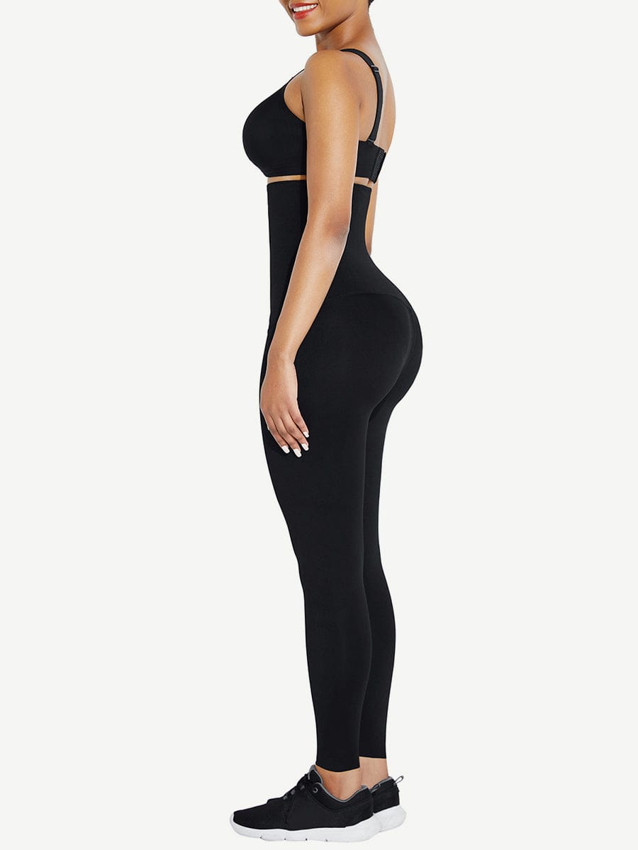 Sculpting Black Waist Trainer Leggings with Hourglass Zipper