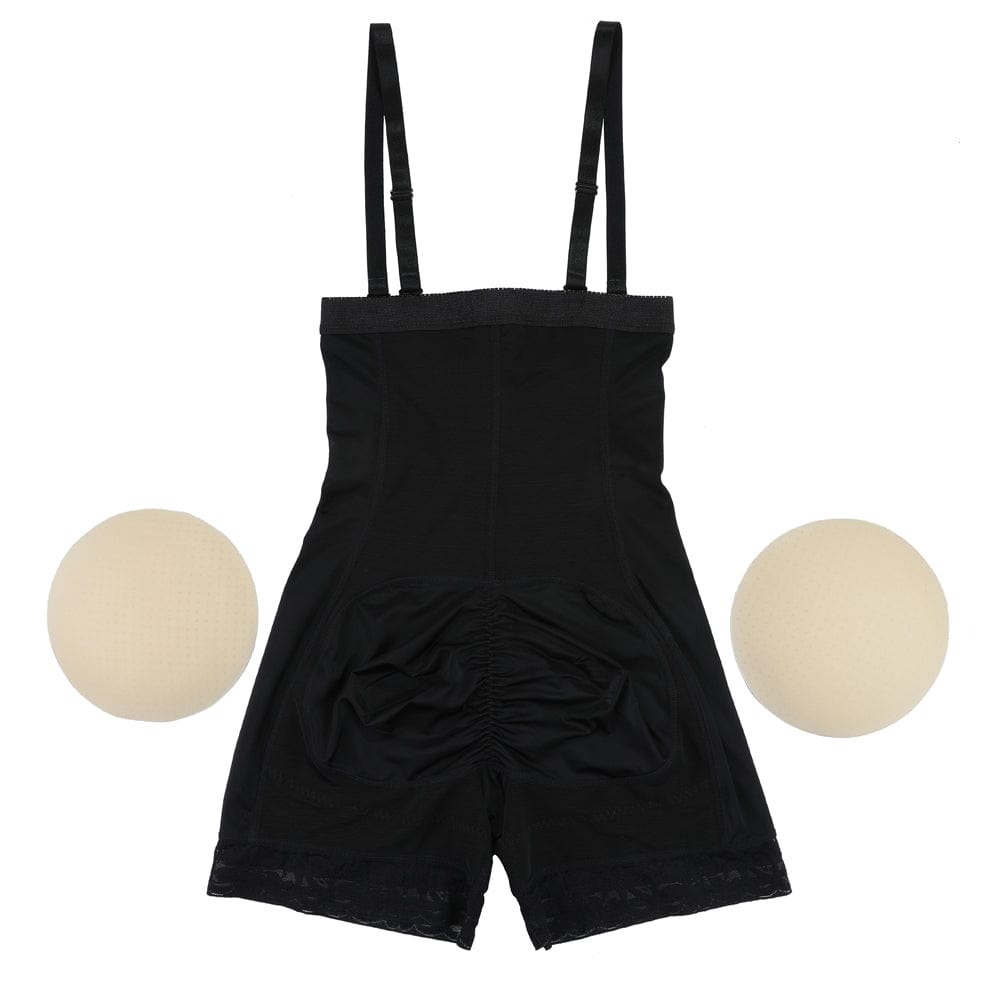 High-Waist Lace Butt Lifter with Removable Pads & Firm Compression