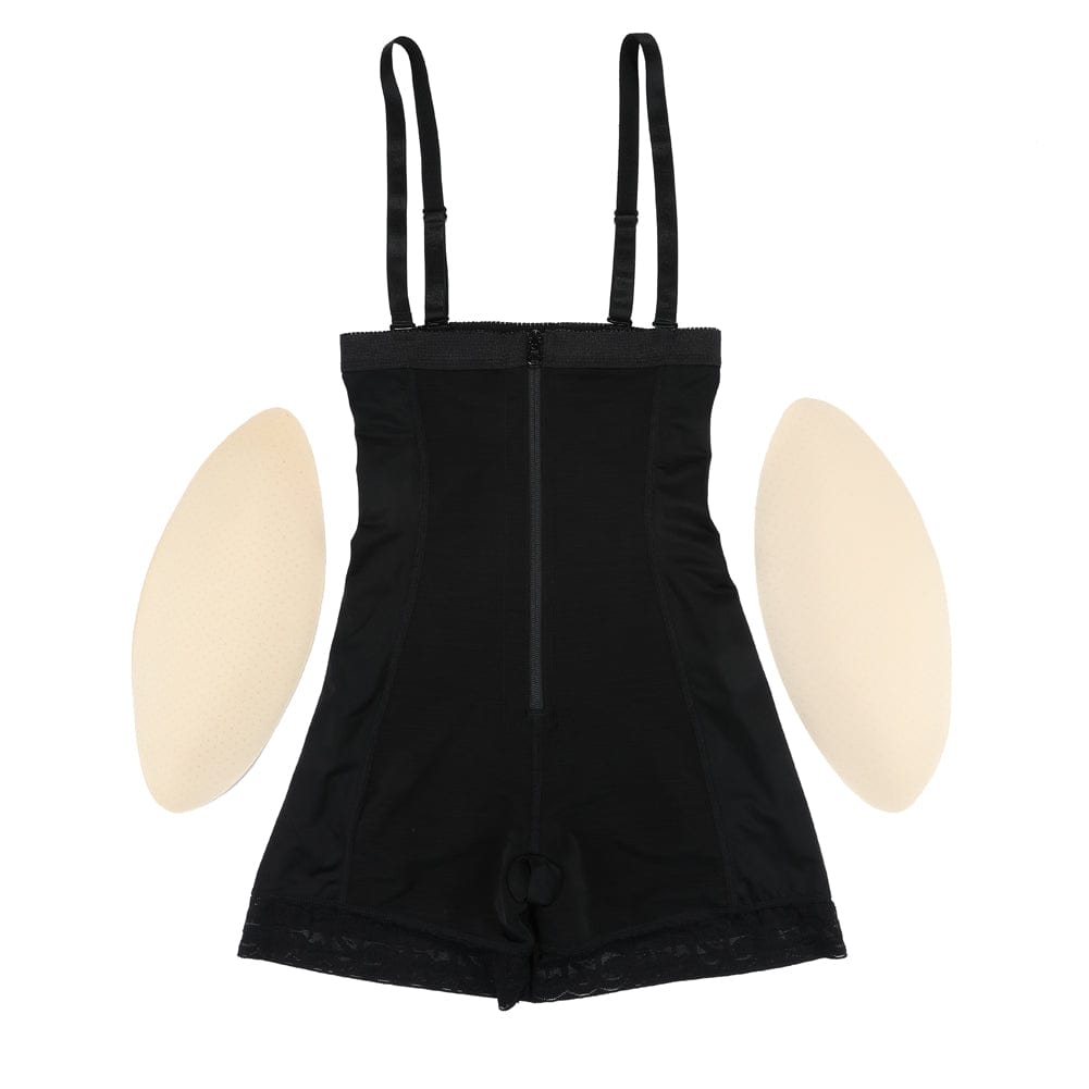 High-Waist Lace Butt Lifter with Removable Pads & Firm Compression