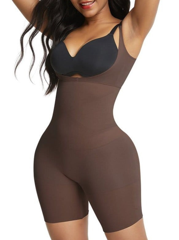 Skin-Friendly Black Full Body Shaper with Adjustable Straps for Secret Slimming