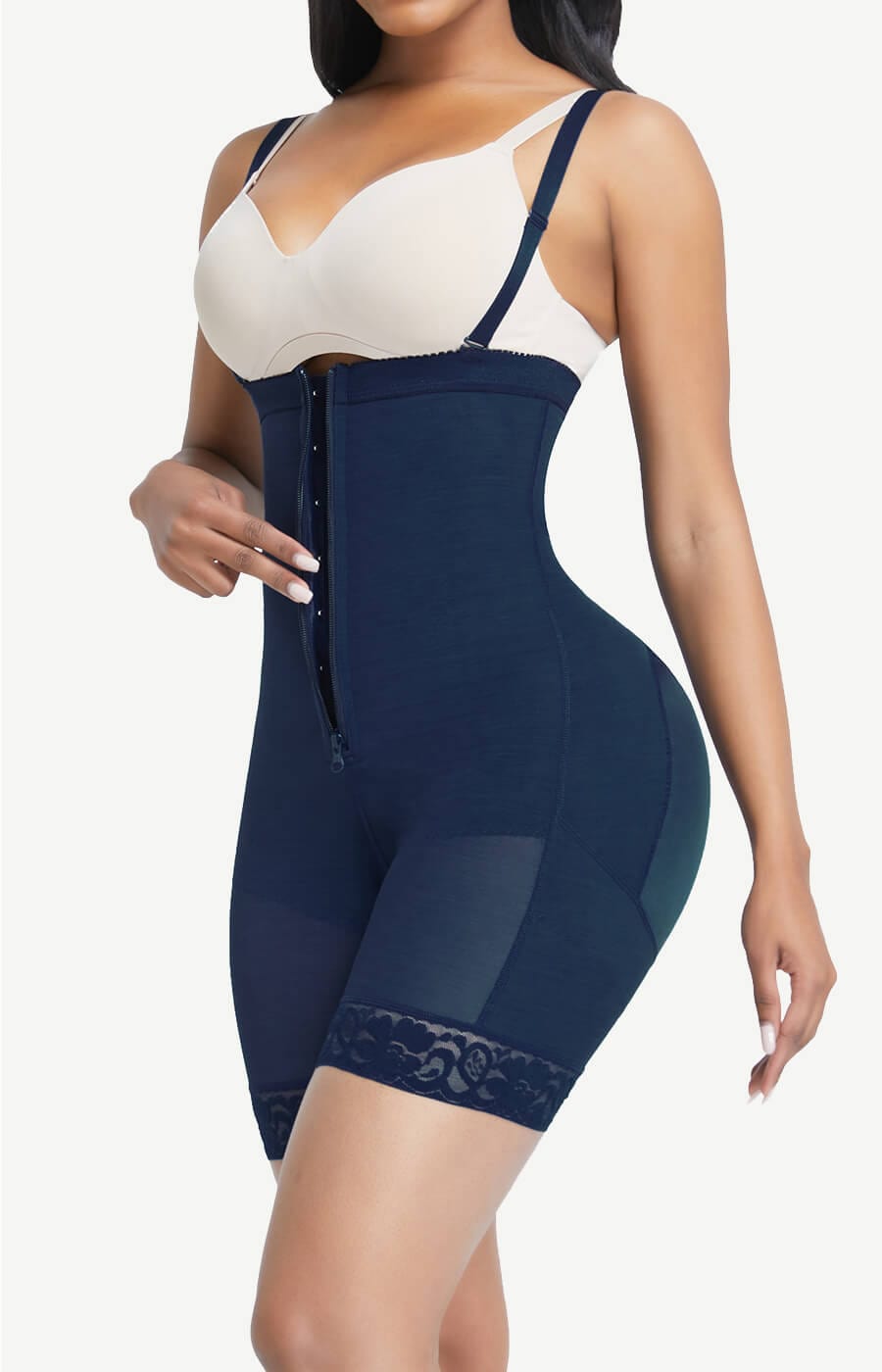Detachable Straps Post-Op Full Body Shaper with Zipper Tummy Control