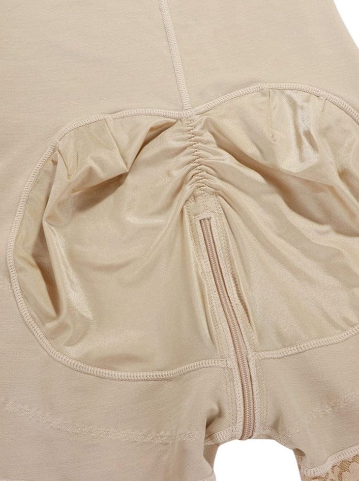 Elegant Post-Op Body Shaper with Detachable Straps and Side Zipper