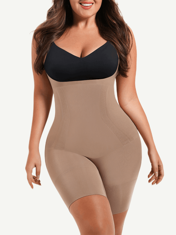 Seamless Open-Bust Tummy Control Mid-Thigh Bodysuit