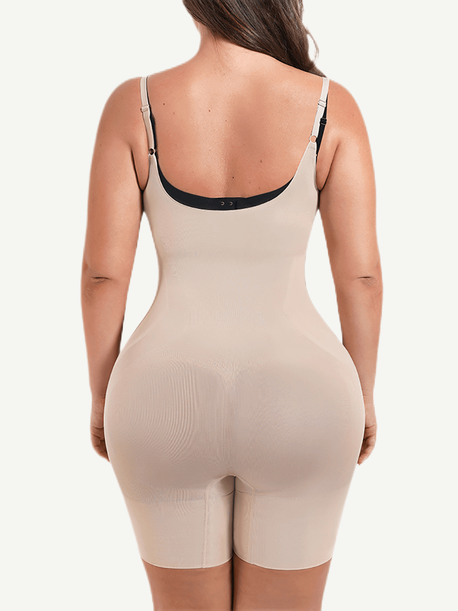 Seamless Open-Bust Tummy Control Mid-Thigh Bodysuit