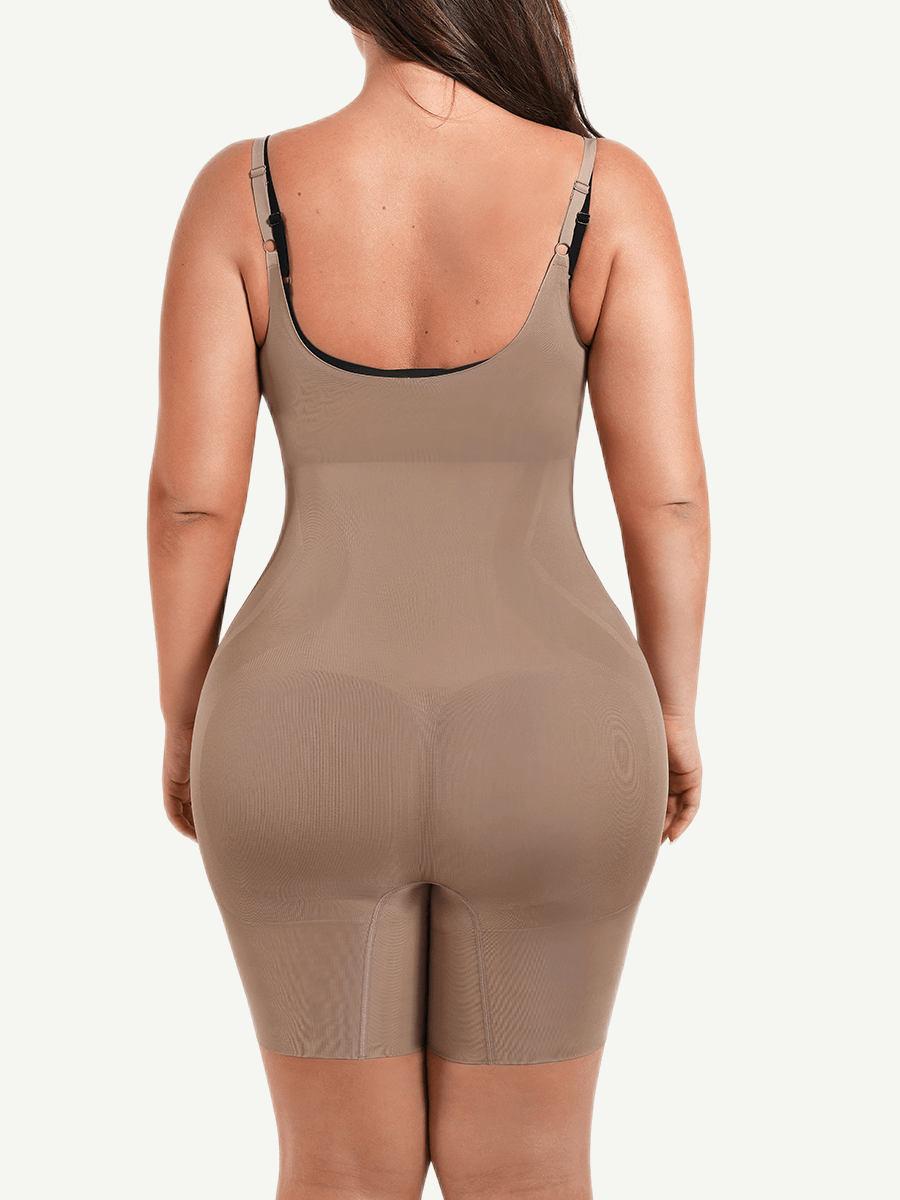 Seamless Open-Bust Tummy Control Mid-Thigh Bodysuit