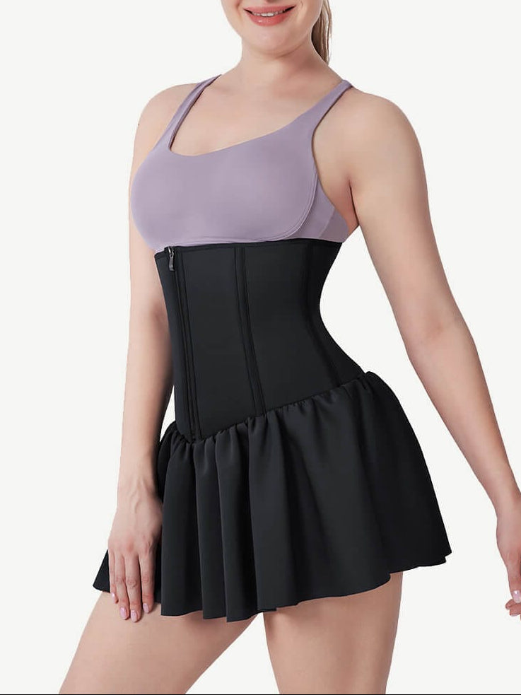 Sculpting Sauna Effect Waist Trainer Skirt with 8 Steel Bones