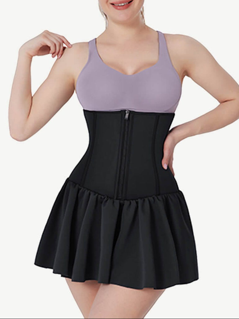 Sculpting Sauna Effect Waist Trainer Skirt with 8 Steel Bones
