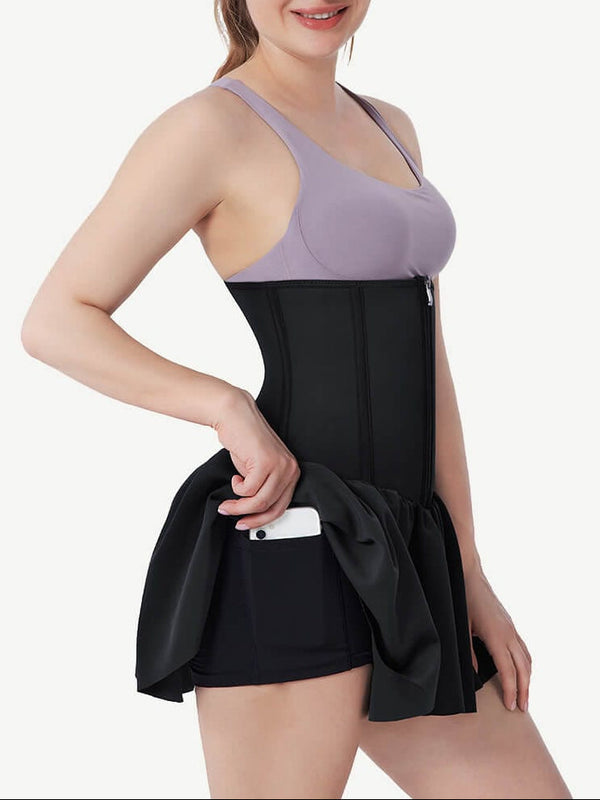 Sculpting Sauna Effect Waist Trainer Skirt with 8 Steel Bones