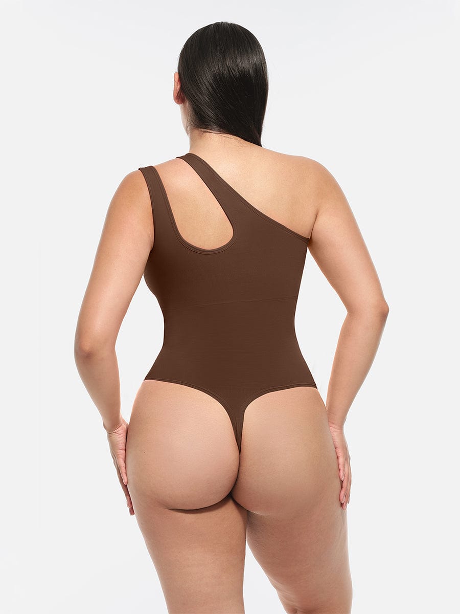 One-Shoulder Cutout Compression Shapewear Bodysuit