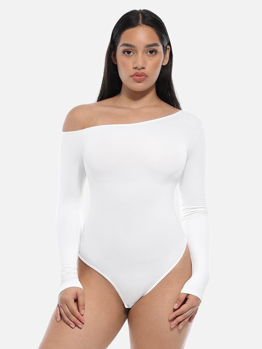 Sculpting Seamless Diagonal Neck Waist Control Bodysuit
