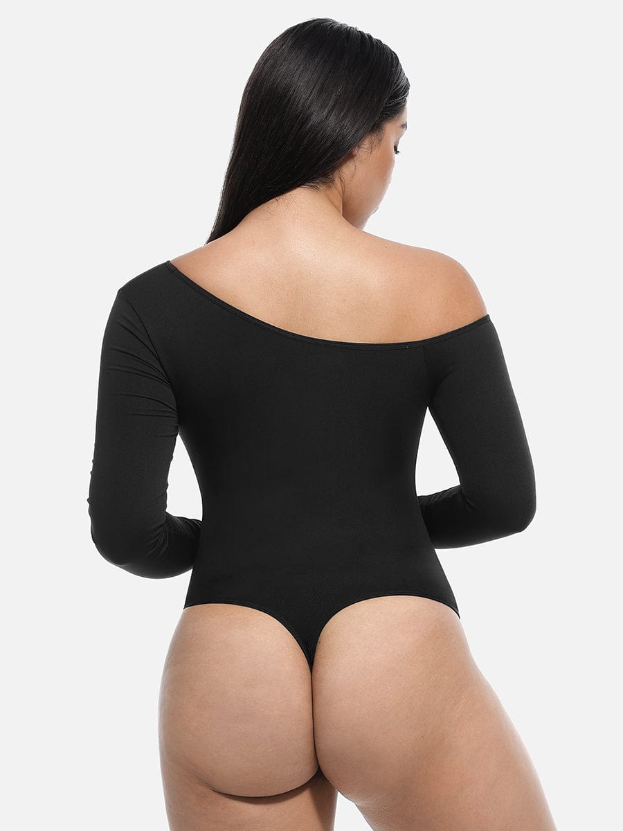 Sculpting Seamless Diagonal Neck Waist Control Bodysuit