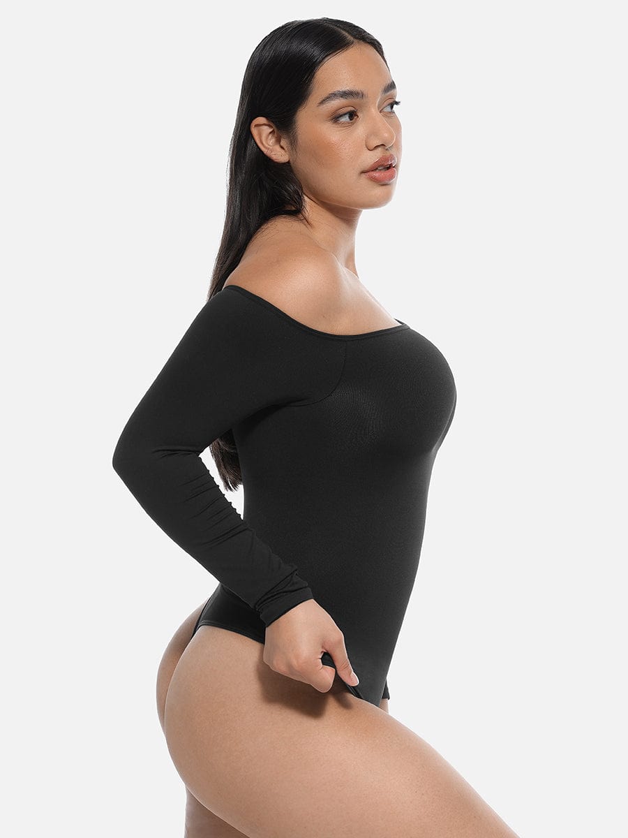 Sculpting Seamless Diagonal Neck Waist Control Bodysuit
