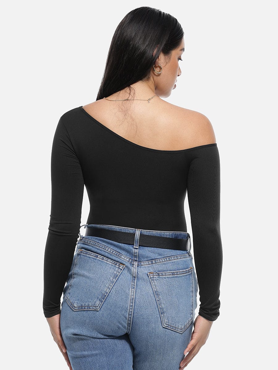 Sculpting Seamless Diagonal Neck Waist Control Bodysuit