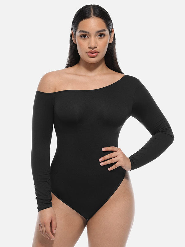 Sculpting Seamless Diagonal Neck Waist Control Bodysuit
