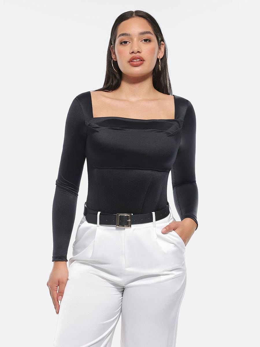 Elegant Retro Corset Bodysuit with Tummy Control & Detachable Cups