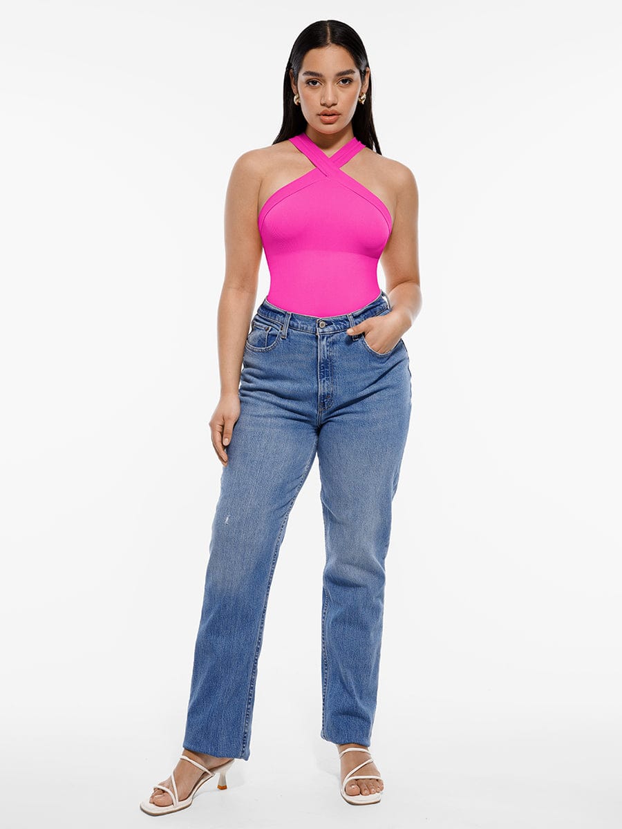 Sculpting Seamless Cross Halter Thong Bodysuit