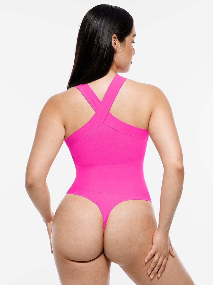 Sculpting Seamless Cross Halter Thong Bodysuit