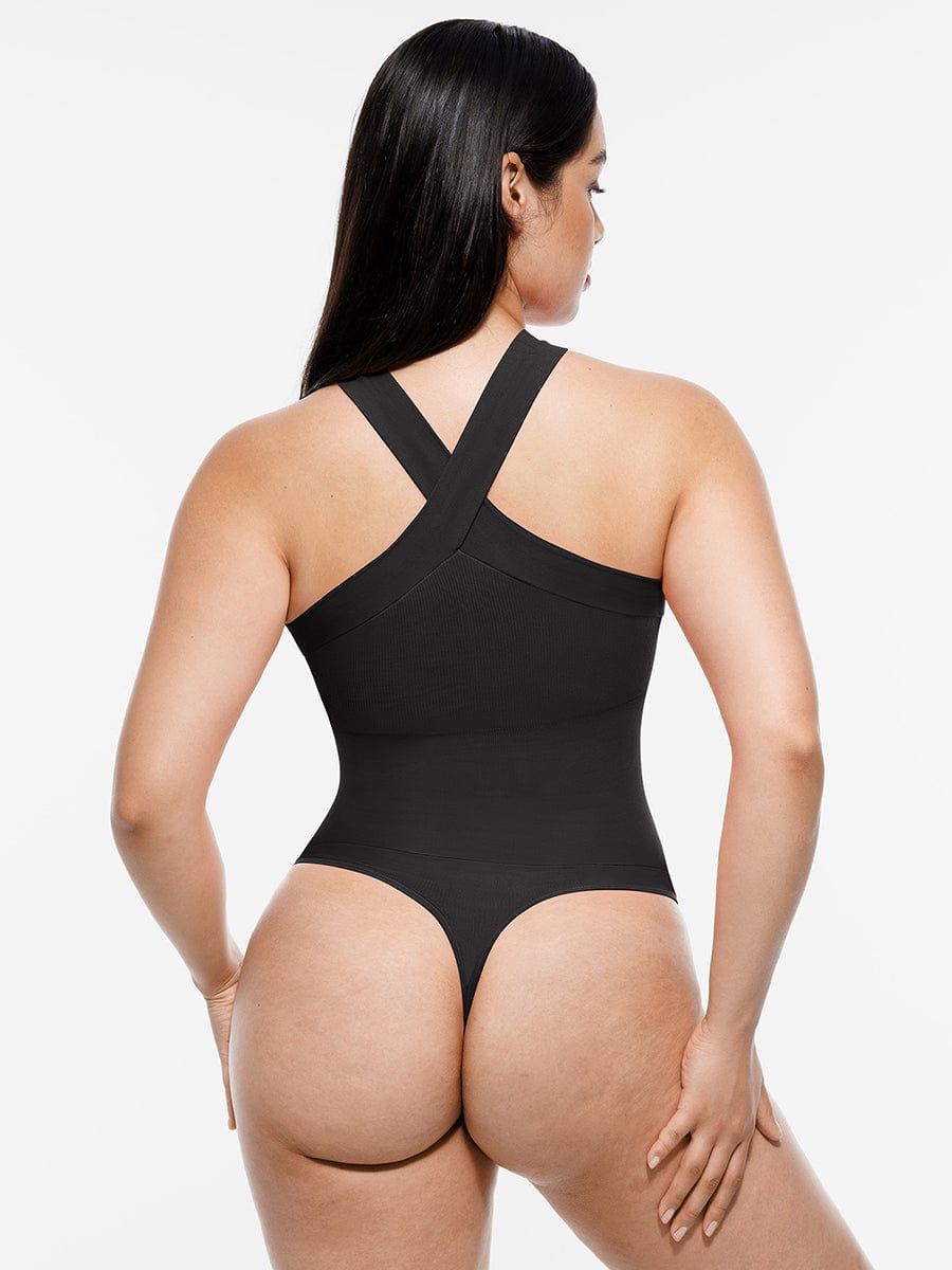 Sculpting Seamless Cross Halter Thong Bodysuit