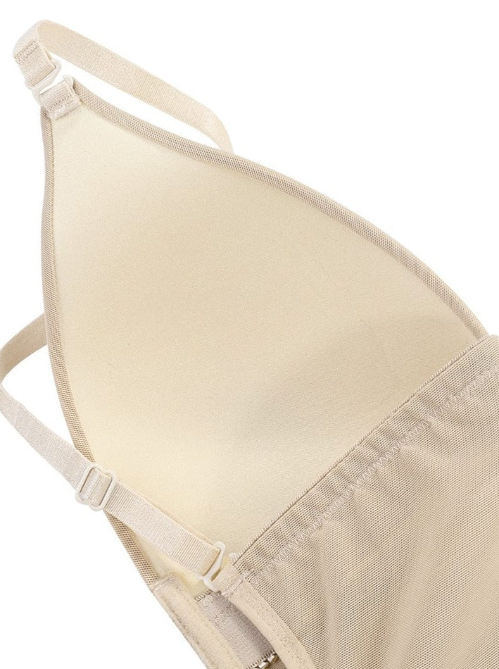 Seductive Plunge Low-Back Bridal Thong Bodysuit