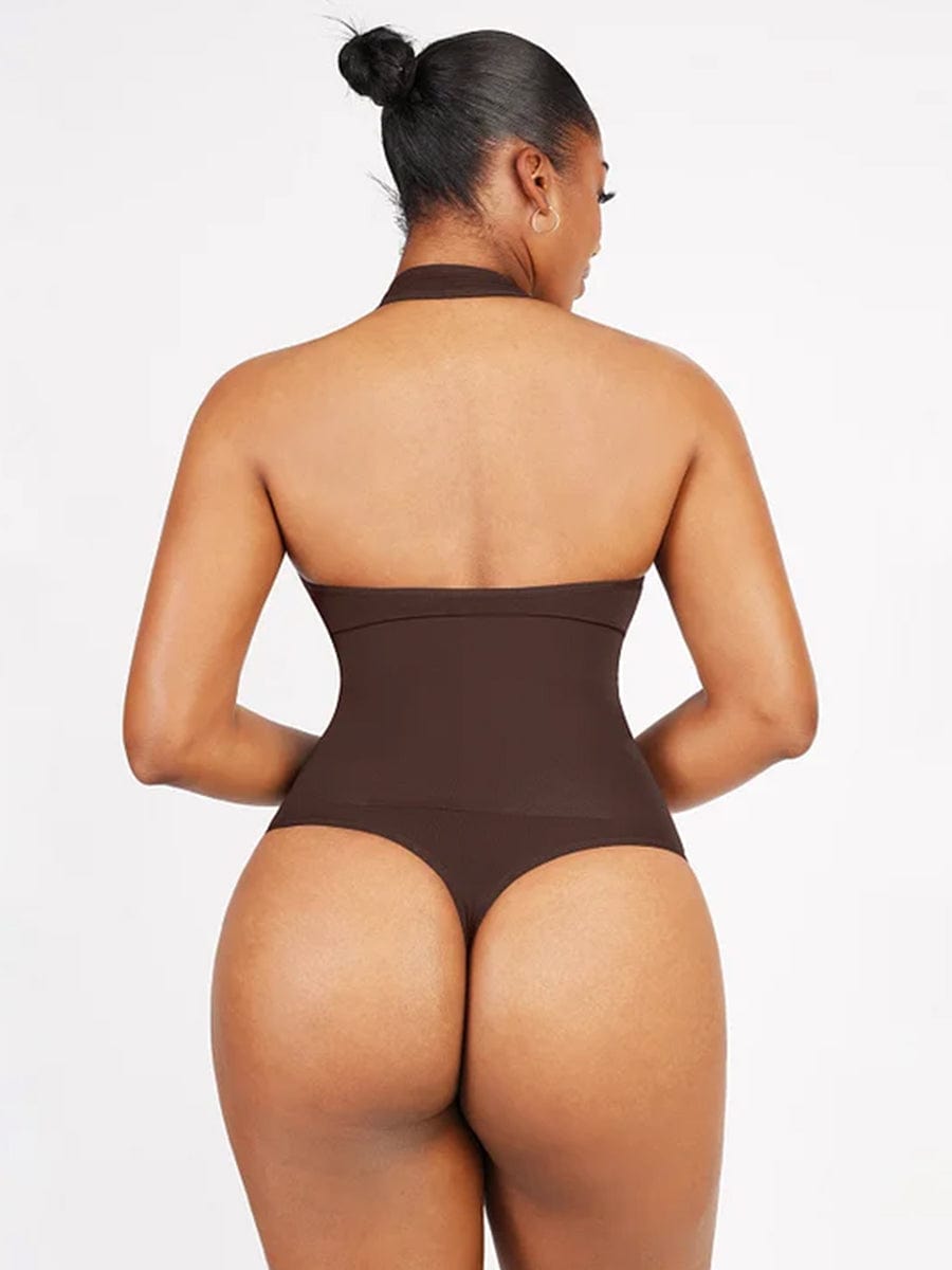 Elegant Seamless Hanging Neck Bodysuit Shapewear