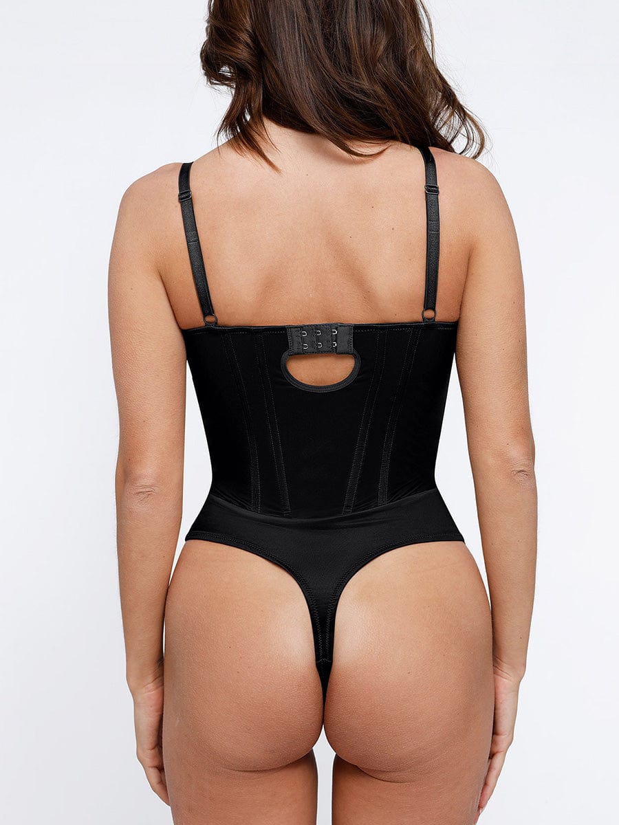 Sculpting Deep V-Neck Thong Bodysuit with Built-in Support