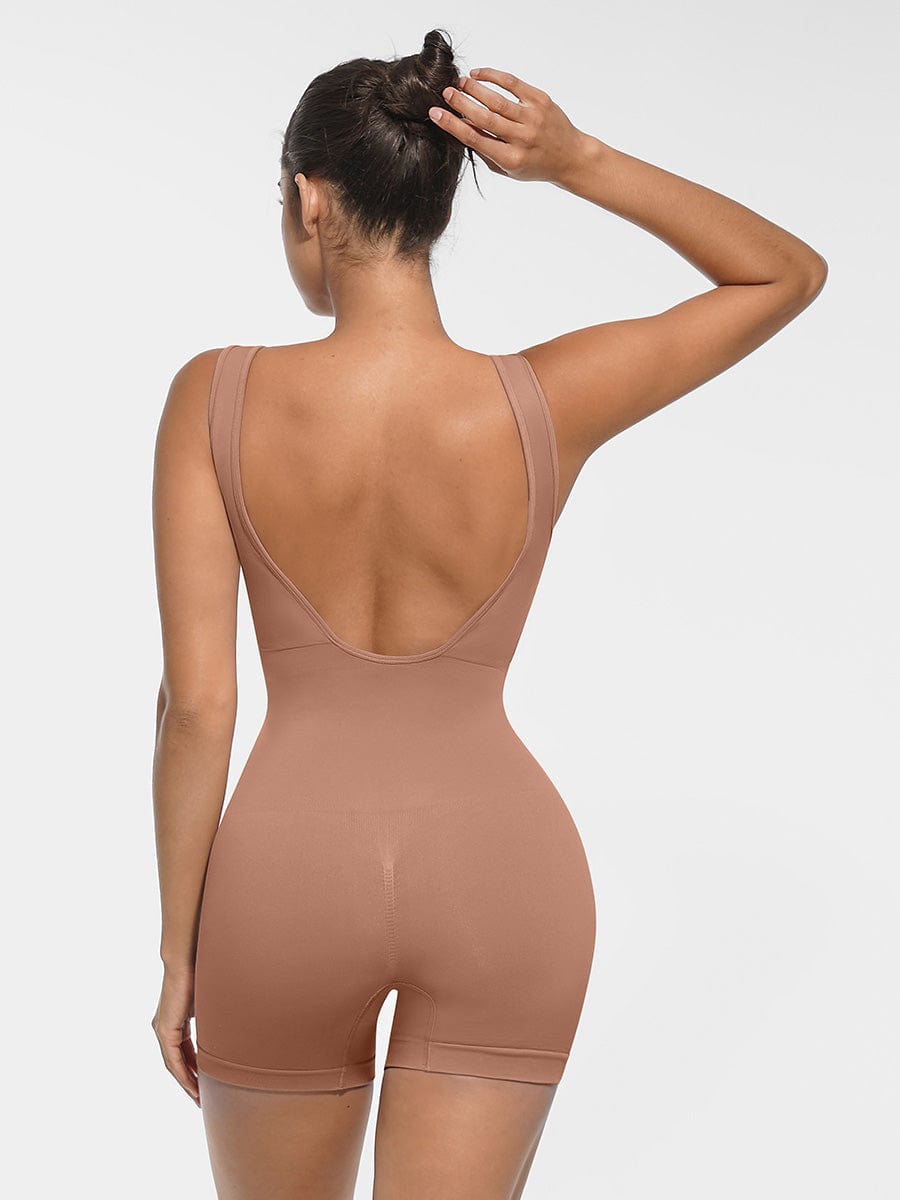 Seamless Round Neck Shaping Bodysuit with Removable Cups