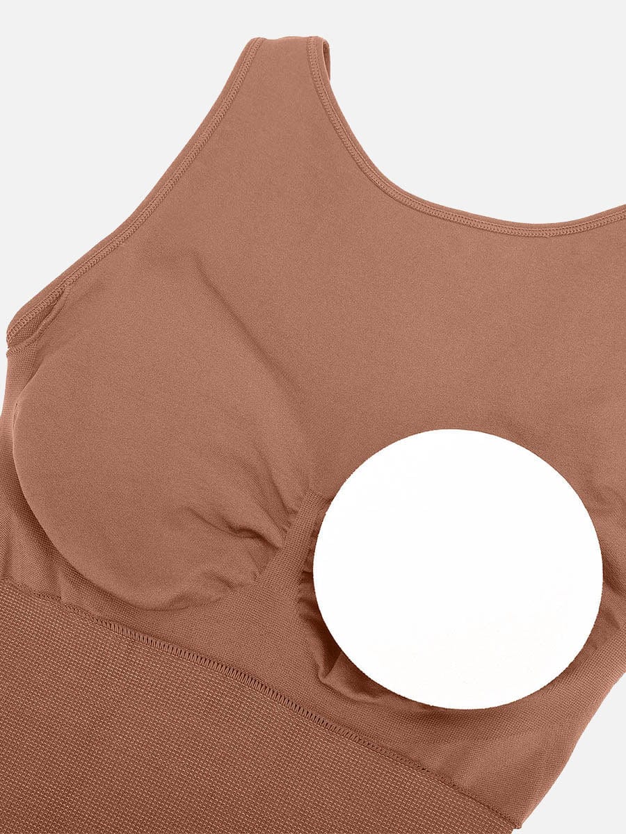 Seamless Round Neck Shaping Bodysuit with Removable Cups