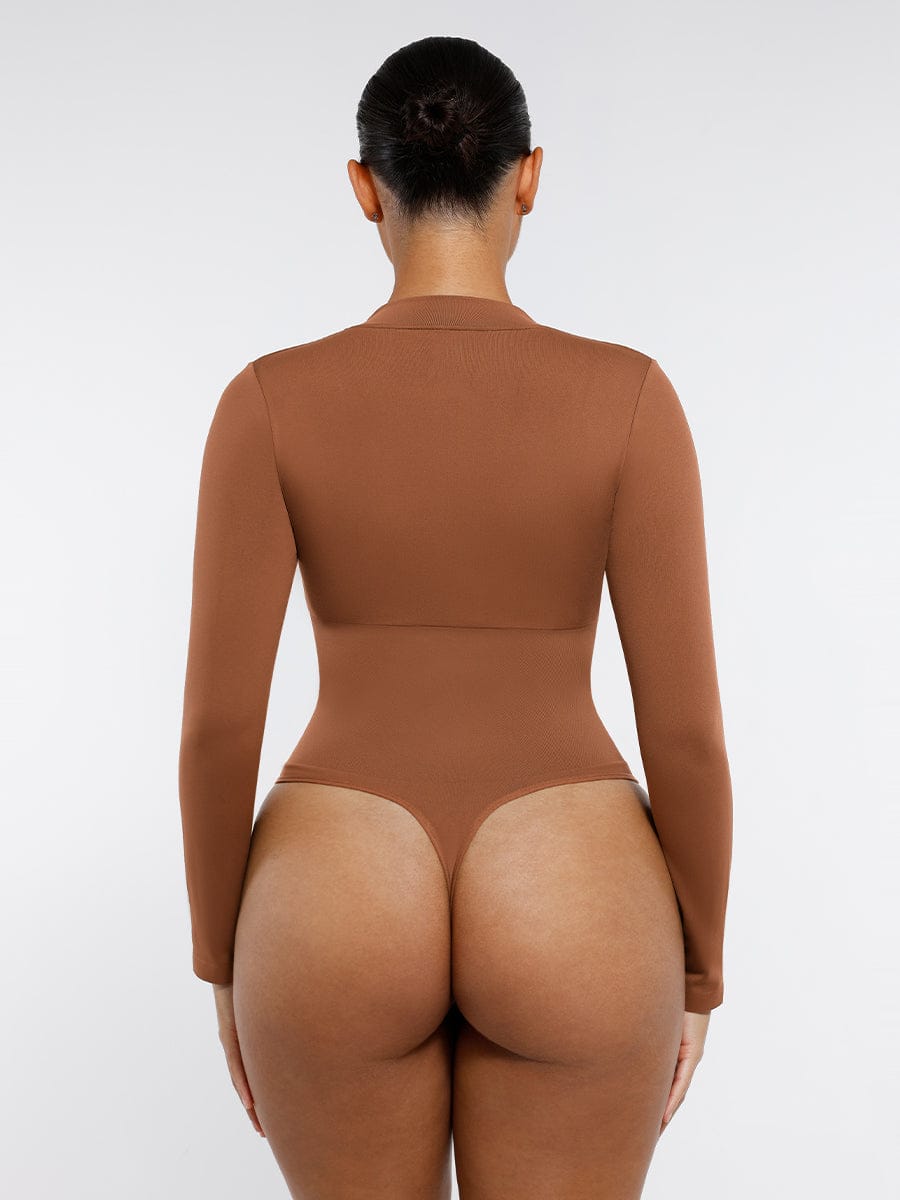 Sleek Seamless Zippered Long Sleeve Bodysuit