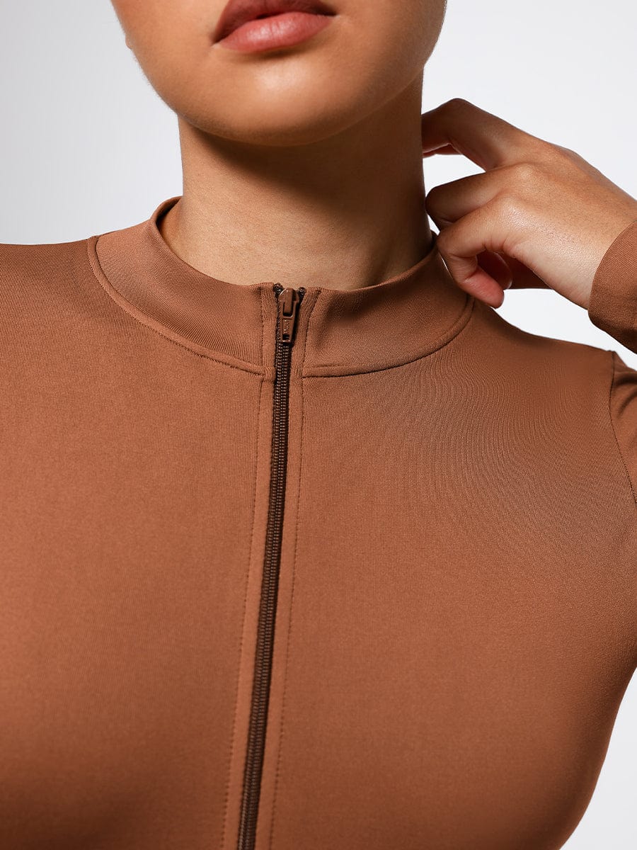 Sleek Seamless Zippered Long Sleeve Bodysuit