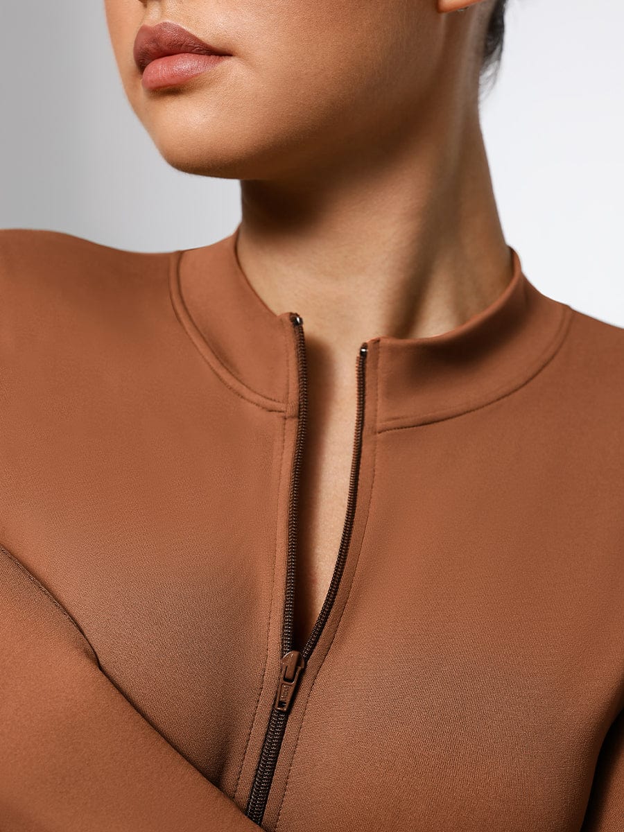 Sleek Seamless Zippered Long Sleeve Bodysuit