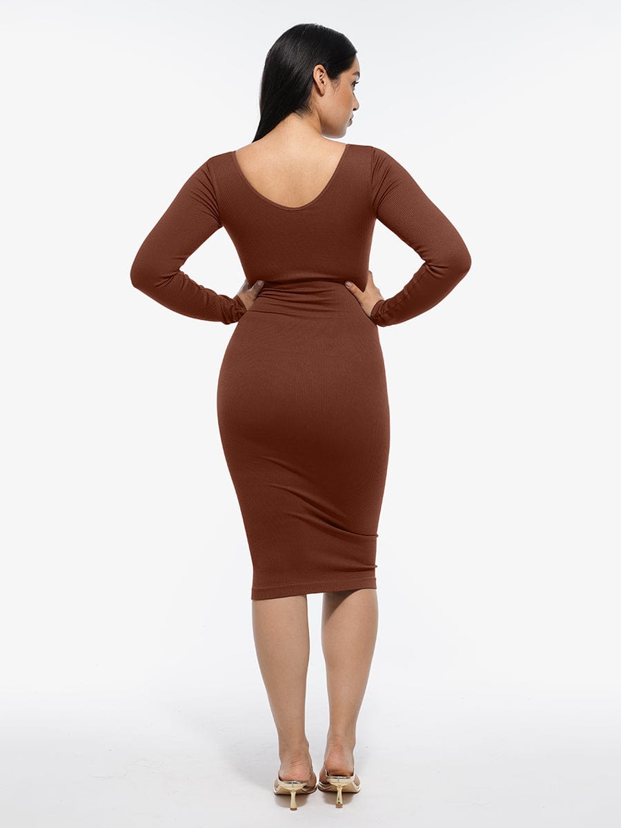 Eco-Friendly Seamless Long Sleeve Waist-Enhancing Shaper Dress