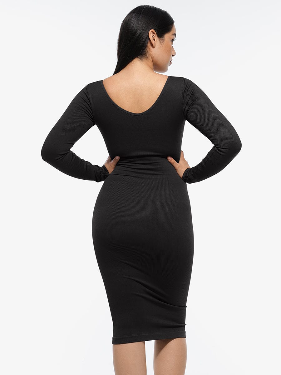 Eco-Friendly Seamless Long Sleeve Waist-Enhancing Shaper Dress