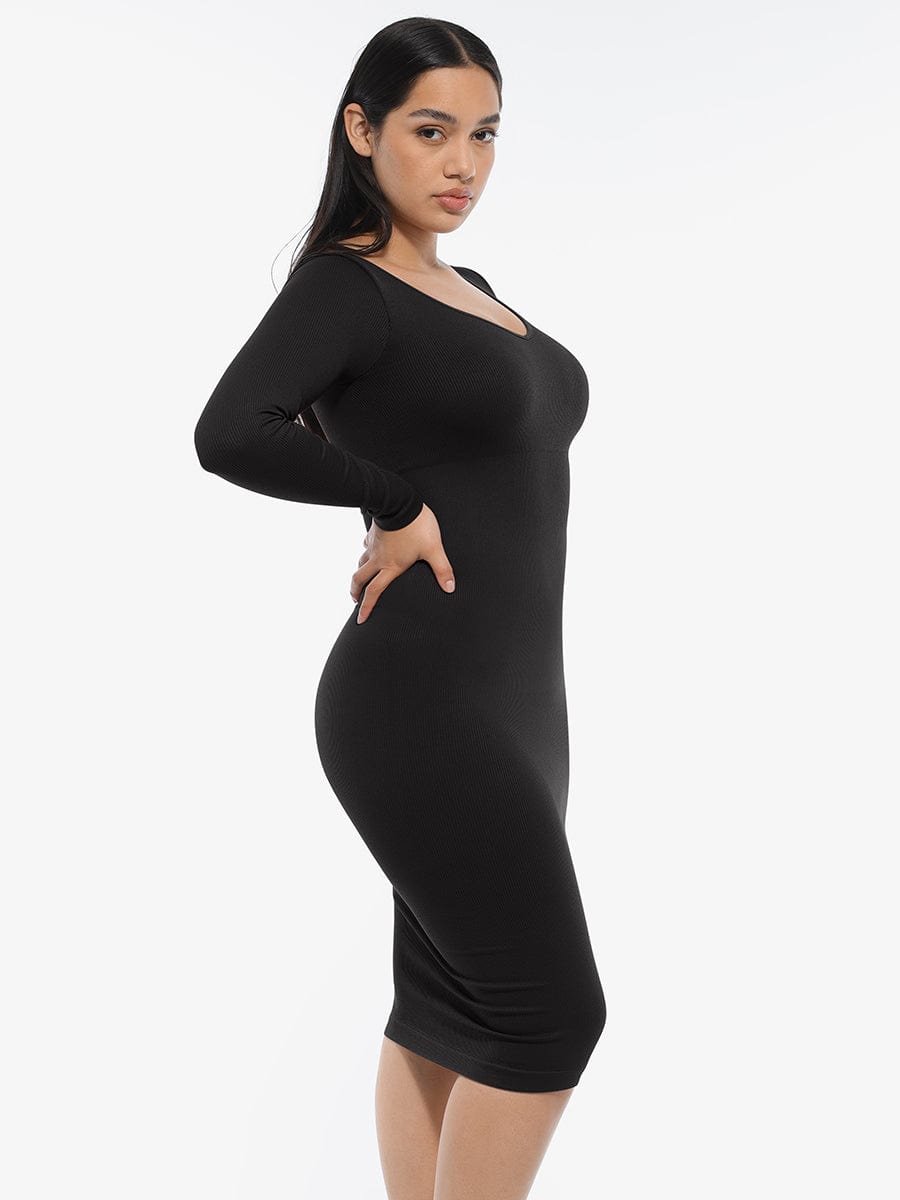 Eco-Friendly Seamless Long Sleeve Waist-Enhancing Shaper Dress