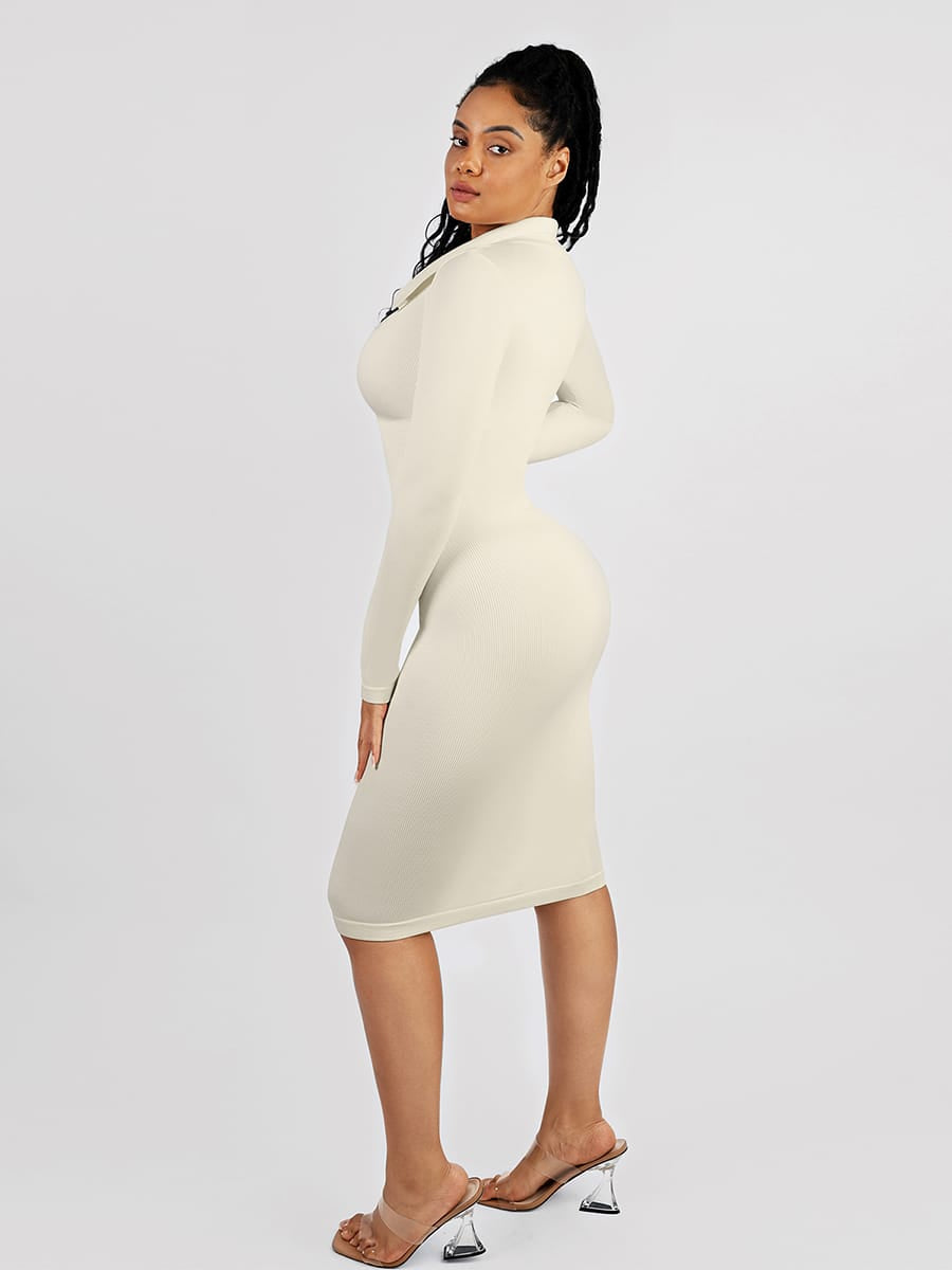 Eco-Chic Seamless Waist Trimming Long Sleeve Dress