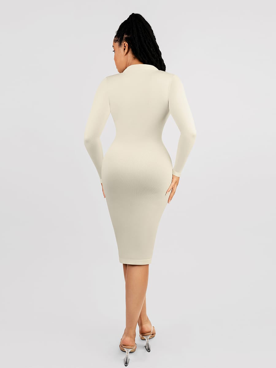 Eco-Chic Seamless Waist Trimming Long Sleeve Dress