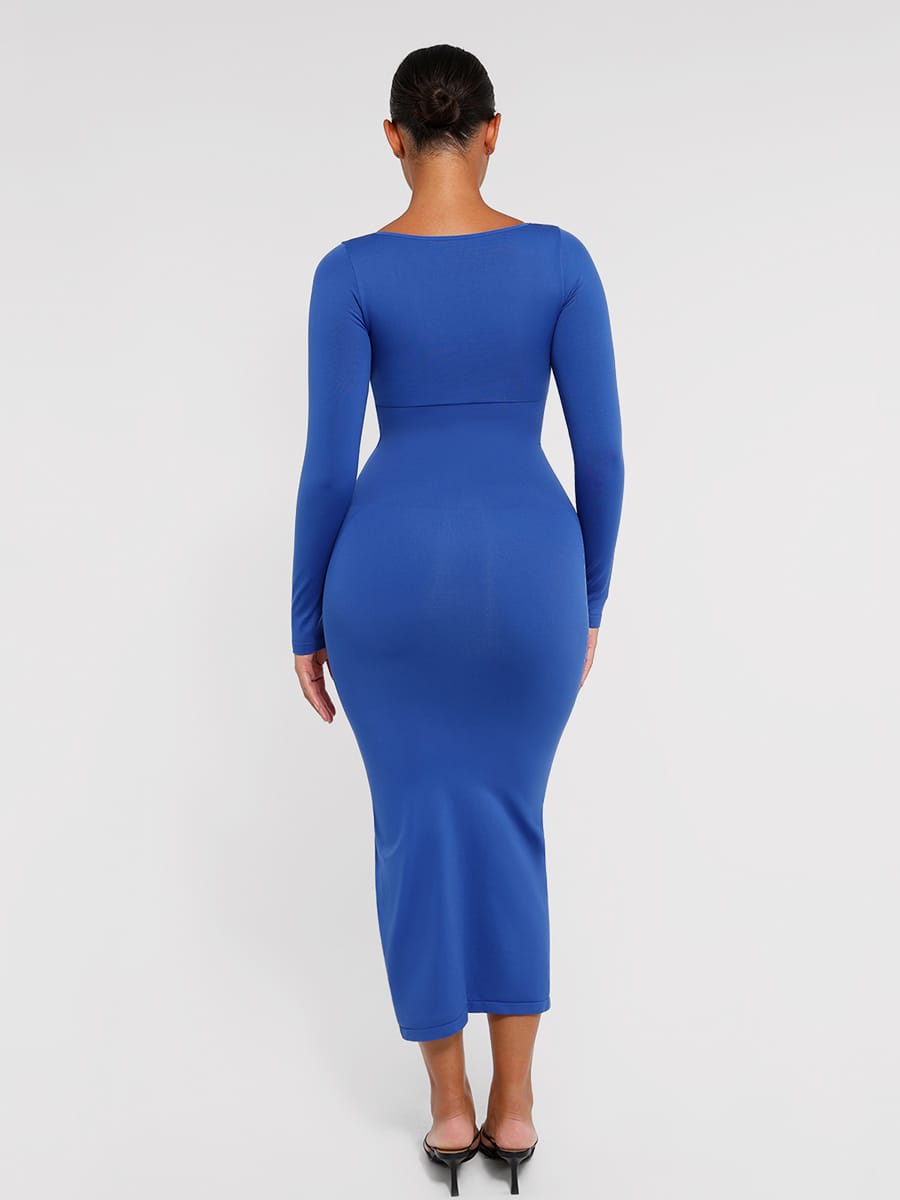 Eco-Chic Seamless Shaping Dress with Bust Support & High Slit